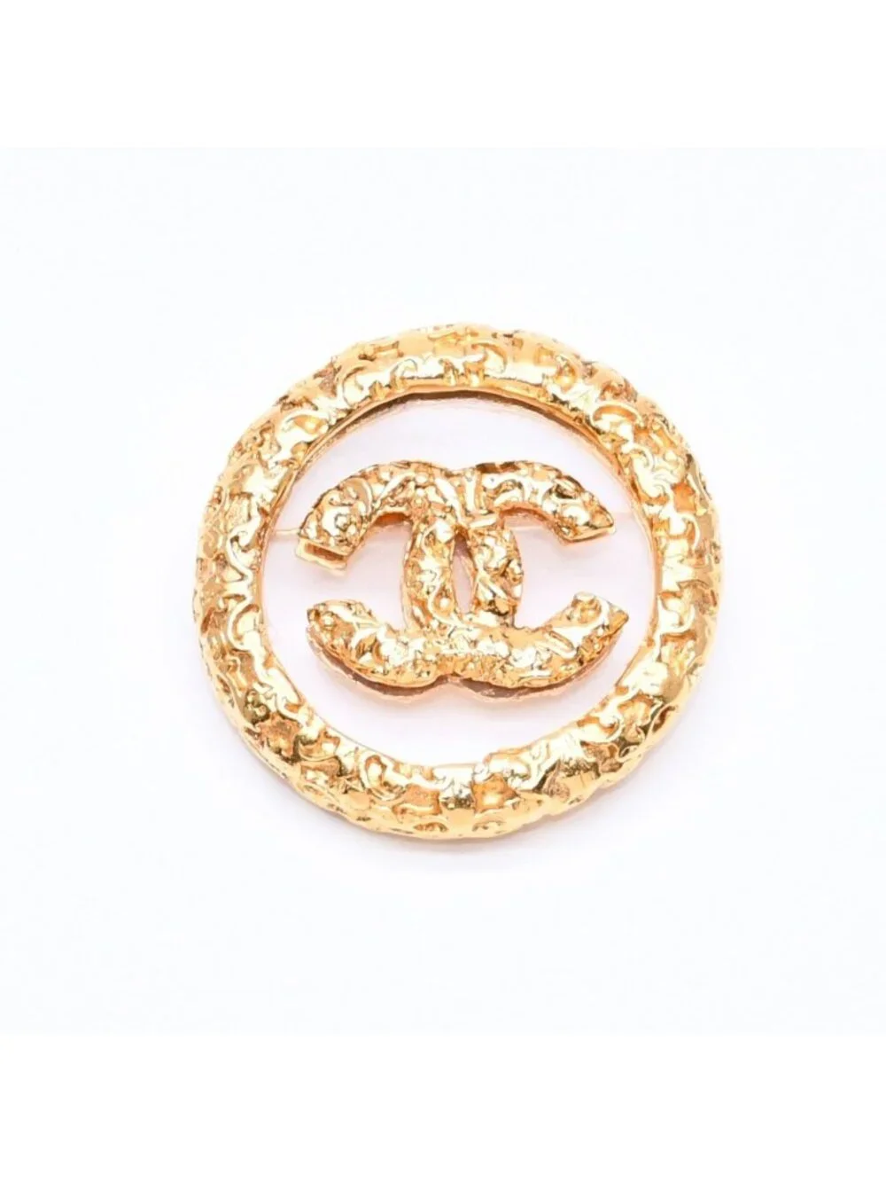 Chanel CC Logo Brooch 93 Metal Gold Vintage